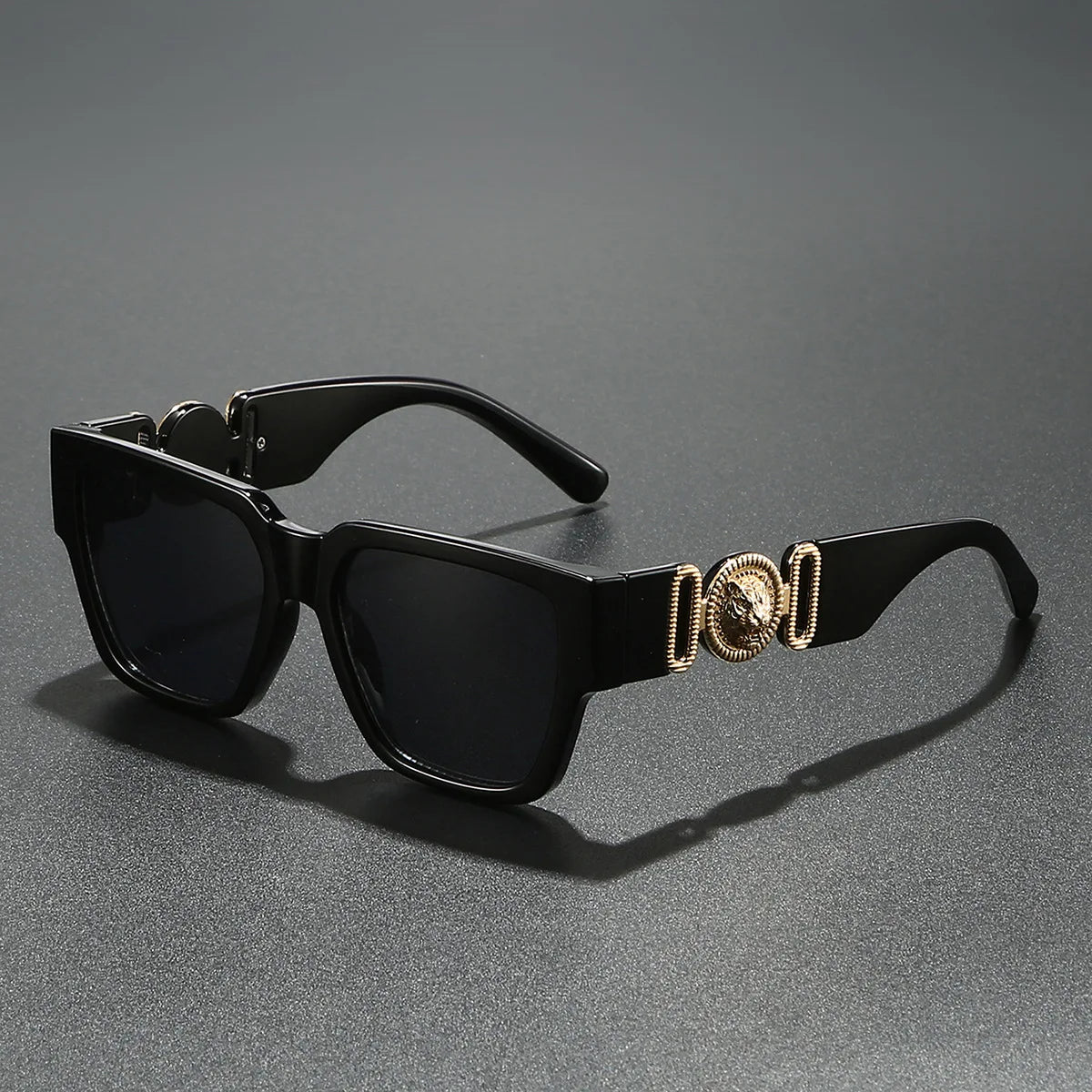 Sunglasses Square Frame Crest Temple Signature