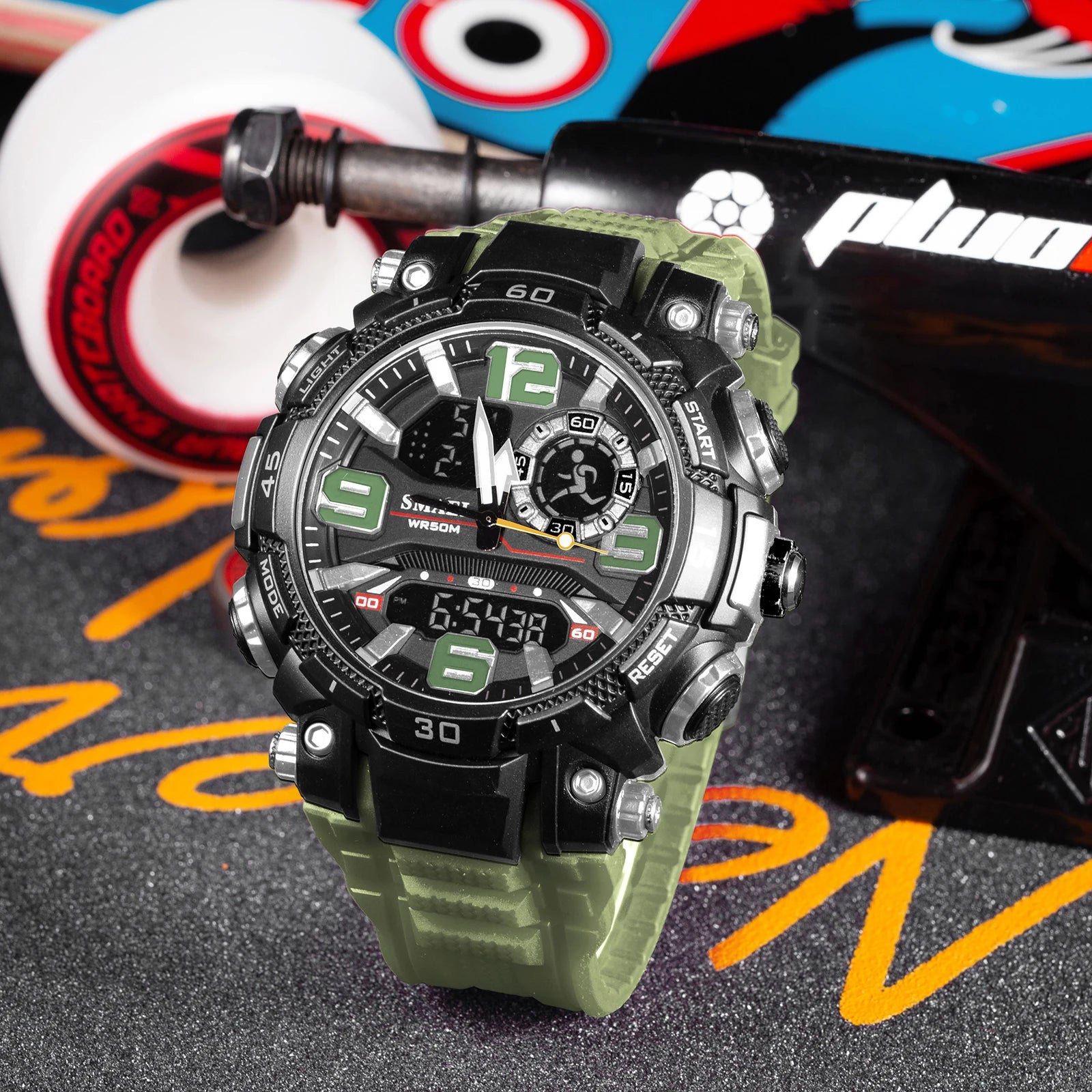 Sport Digital Analogue Wristwatch with Stopwatch