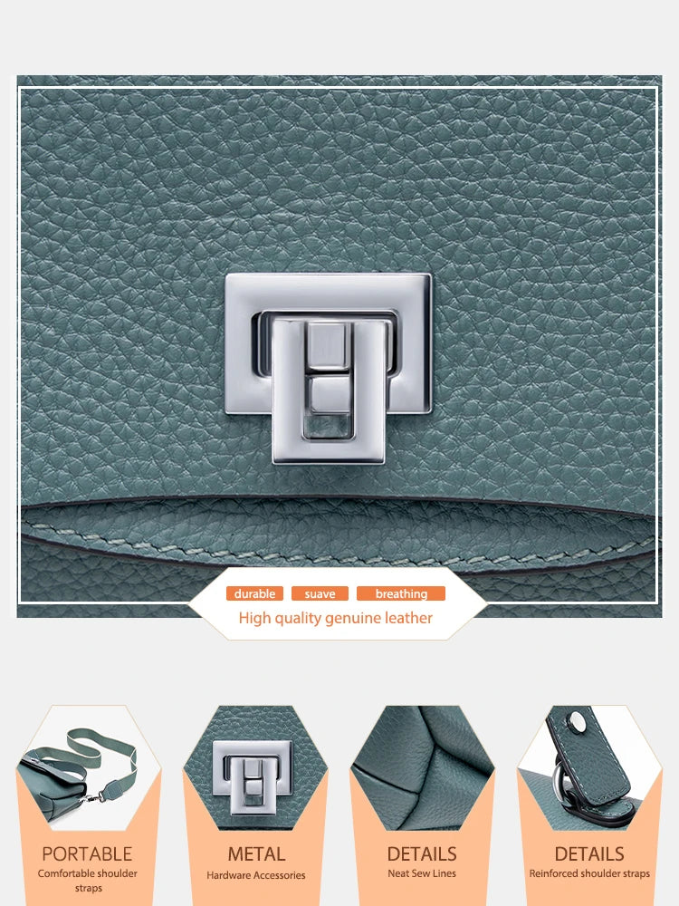 Enveloped Top Handle Bag With Classic Metal Clasp Charm