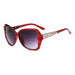 Square Sunglasses Crystal Embellished Temple Frame - Wine Red