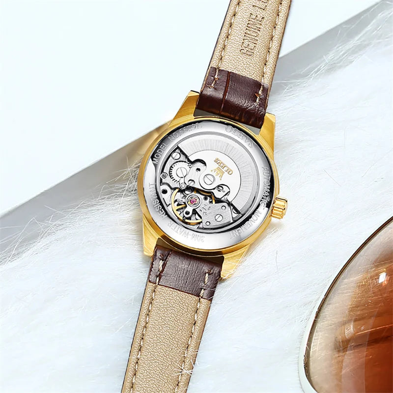 Automatic Calendar Wristwatch with Leather Strap