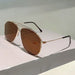 Aviator Sunglasses with Double Bridge Design - Brown