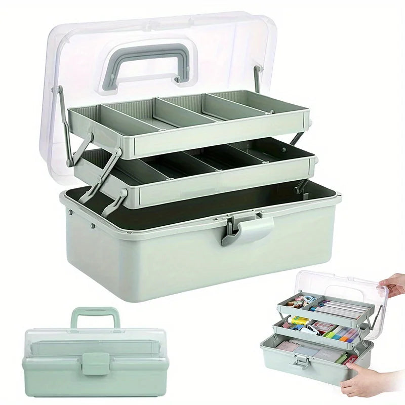 3 Layer Craft Organizer Case with Adjustable Dividers