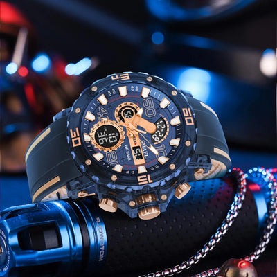 Sport Chronograph Watch LED Display 50M Water Resistant