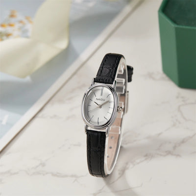 Oval Case Ladies Watch with Leather Strap Fine