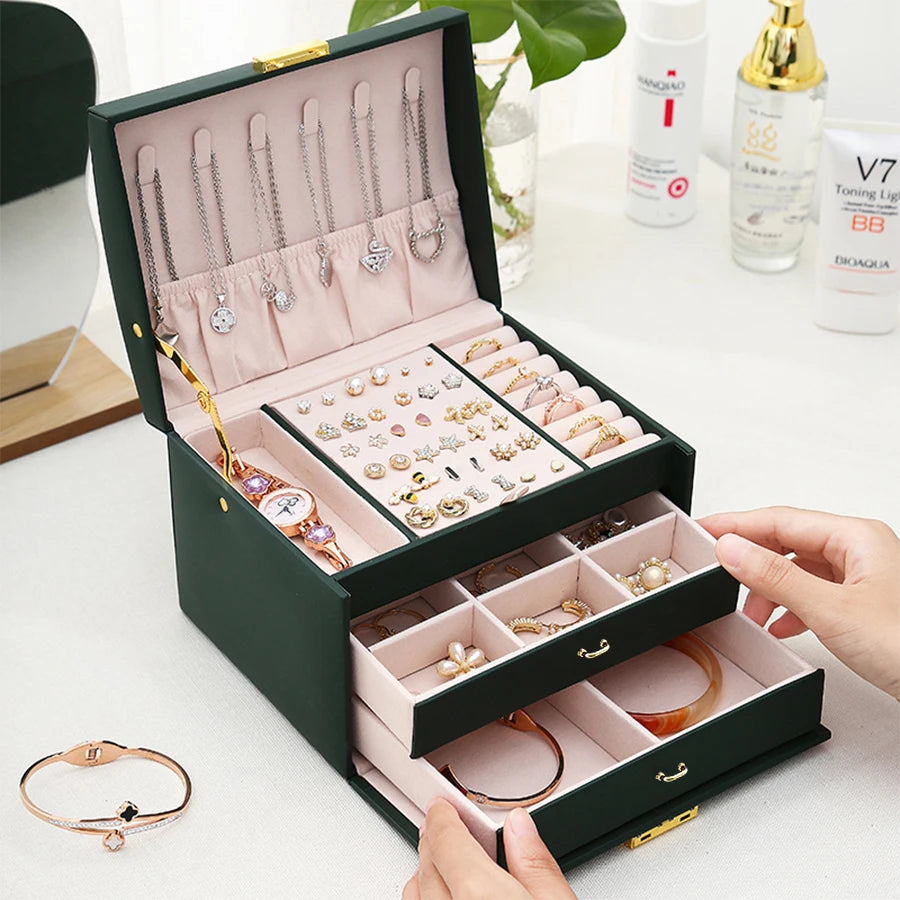 Lock Arch Three Layer Jewelry Box with Drawers