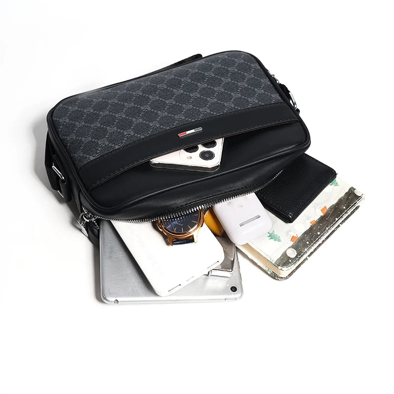 Crossbody Bag for Men Box Shape with Front Zip Pocket