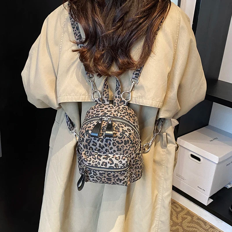 Leopard Print Backpack for Everyday City Travel Style - WO2MEN