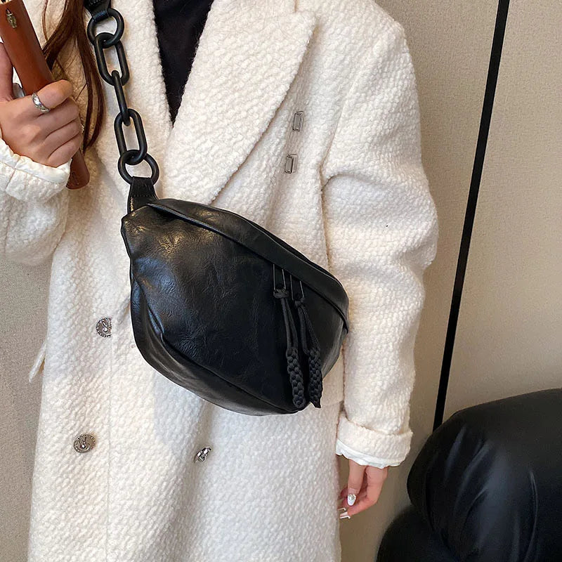 Crossbody Chest Bag with Tassels And Chain Strap