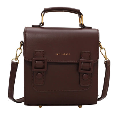 PU Leather Mini Backpack with Buckled Front Pockets - Coffee