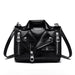 Biker Style Handbag with Zipper Pockets And Strap - Other