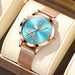 Watch with Roman Numeral Dial and Crystal Markers - Rose Blue
