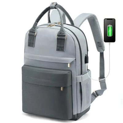 Backpack with USB Port Large Capacity Laptop Bag - Grey