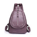Soft Leather Backpack With Braided Flap Zipper Pocket - Purple