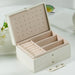 PU Leather Jewellery Storage Box with Ring Compartments - White V2