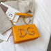 Ornate Letter Emblem Mini Bag With Chain For Evening - Orange