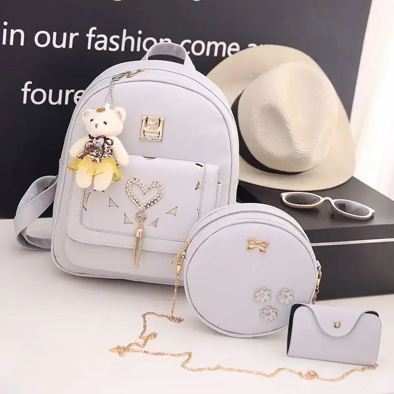 Backpack With Heart Charm and Tassel Decor Korean Style - WO2MEN