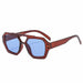 Fashion Retro Big Frame Sunglasses Double Bridge - Brown Blue
