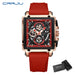 Skeleton Square Chronograph Timepiece With Subdials - Red