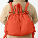 Puffer Backpack with Top Handle Drawstring Closure - Orange