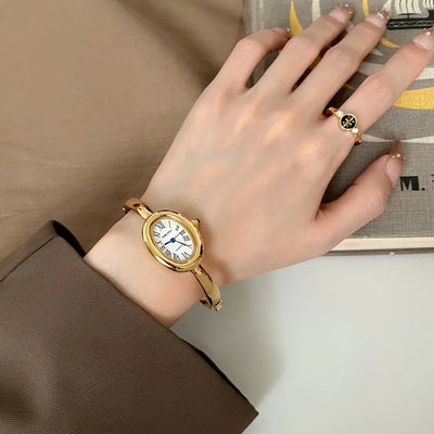 Watch Oval Dial Roman Numeral Bangle Bracelet