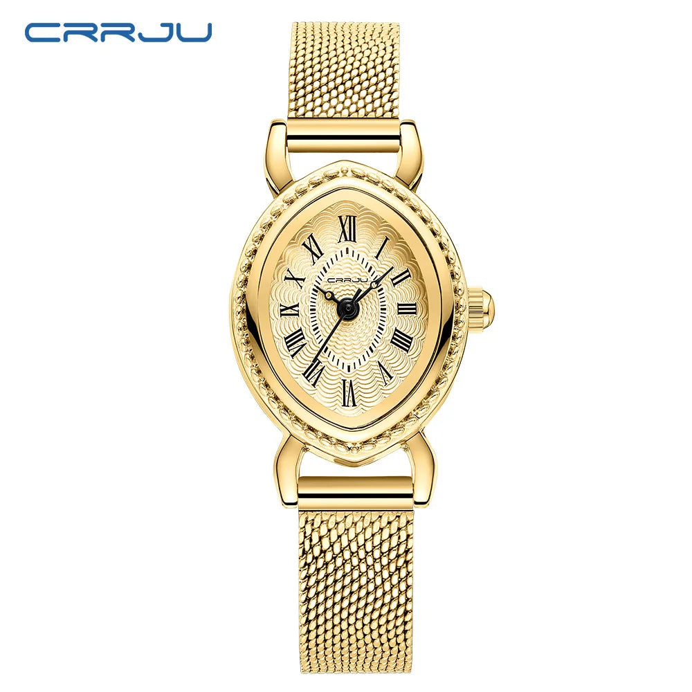 Vintage Oval Dial Mesh Delicate Bracelet Timepiece