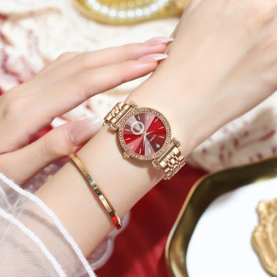 Diamond Accent Round Dial Crystal Watch With Crystals