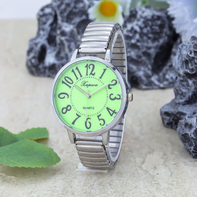 Womens Watch Luminous Dial Quartz With Large Numerals - Silver