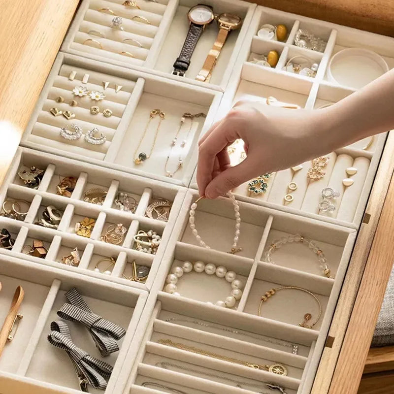 Stackable Jewelry Tray Organizer Box for Rings Earrings