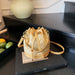 Retro Commuter Bucket Bag With Drawstring Elegance - Off White
