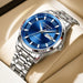Mechanical Watch with Automatic Movement Day And Date - Silver Blue