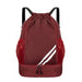 Drawstring Gym Backpack with Side Mesh Pockets - Wine Red