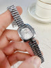 Women Quartz Wristwatch with Oval Dial Accessory - Silver