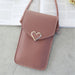Handbag with Clear Phone Pocket Crossbody Purse Deluxe - Dark Pink