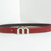 Women's Belt Silver Buckle with Double Arch Design - Red