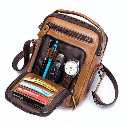 Crossbody Messenger Bag with Multiple Zippered Pockets