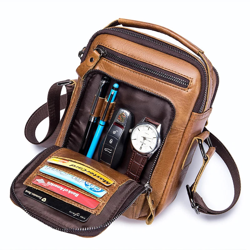 Crossbody Messenger Bag with Multiple Zippered Pockets