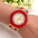 Watch Glitter Dial Bangle for Everyday Wearable - Red