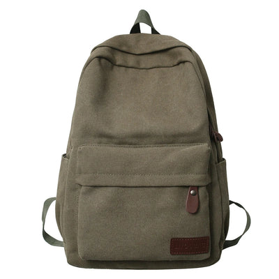 Classic Backpack with Front Pocket And Top Handle - Army Green