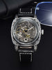 Skeleton Mechanical Watch Openwork Dial Luminous Hands - Silvery Black
