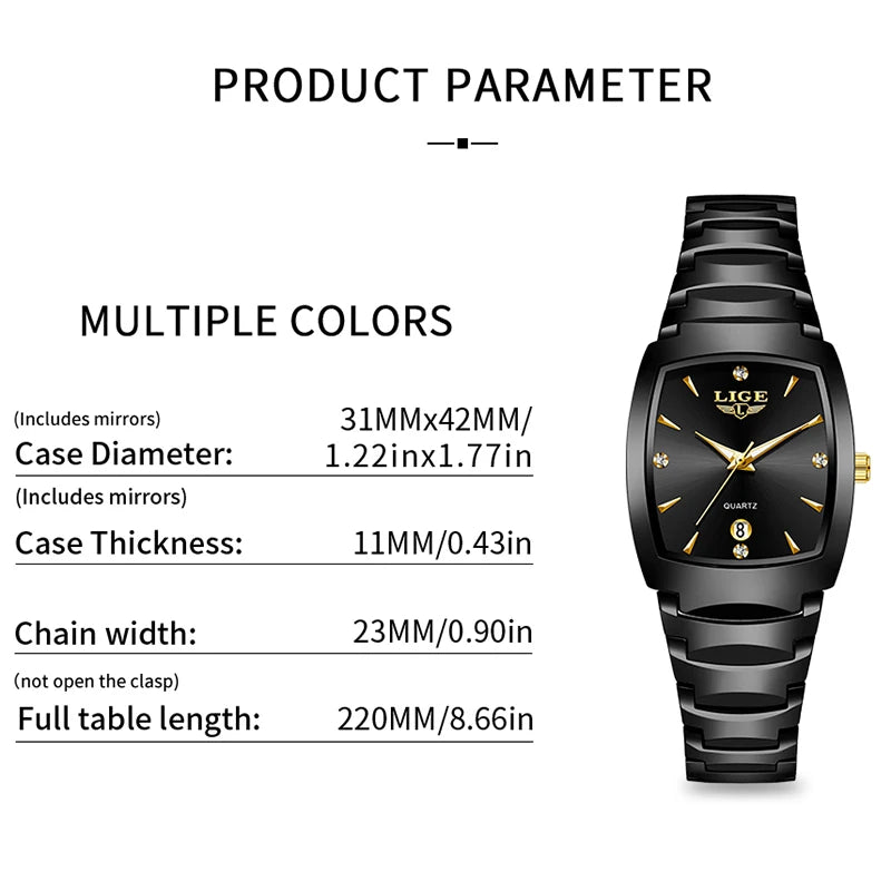 Quartz Watch with Luminous Dial and Diamond Markers