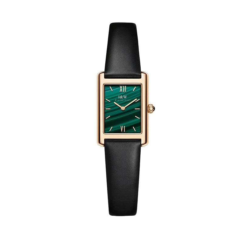 Elegant Rectangular Watch for Everyday Wear Accessory - Gold Green
