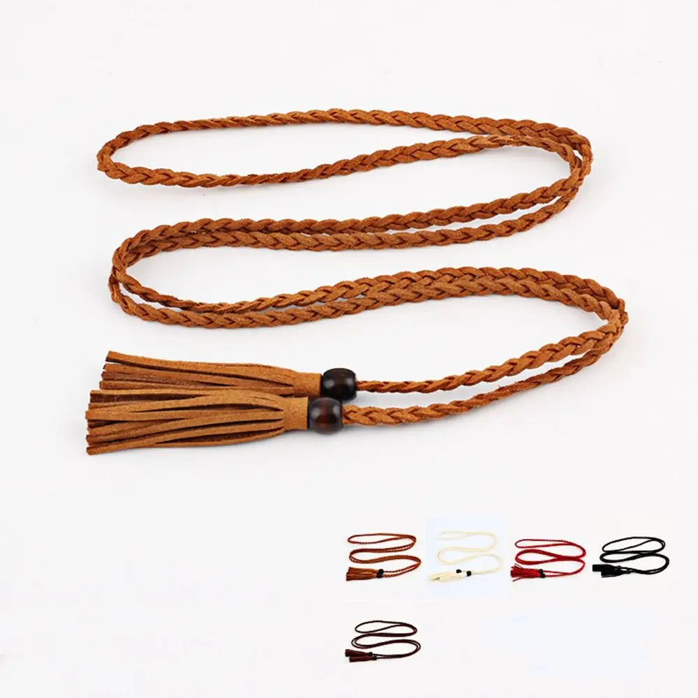 Braided Tassel Belt for Dress Cinch Bohemian Style