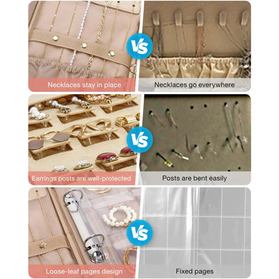 Elegant Jewelry Travel Binder Case See Through Panels