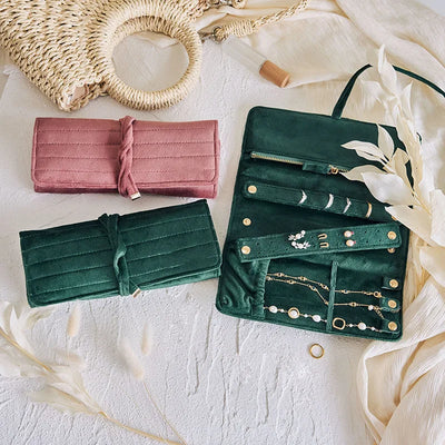 Velvet Jewelry Storage Bag with Roll And Display