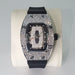 Diamond Tonneau Watch with Crystal Embellished Case - Silver Black