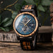 Wooden Chronograph Watch for Men Luminous Hands - Ebony Zebra