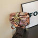 Petal Stack Crossbody With Riveted Buckle Chain Strap - Brown
