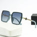 Sculpted Square Frame Sunglasses With Gradient Lenses - Blue