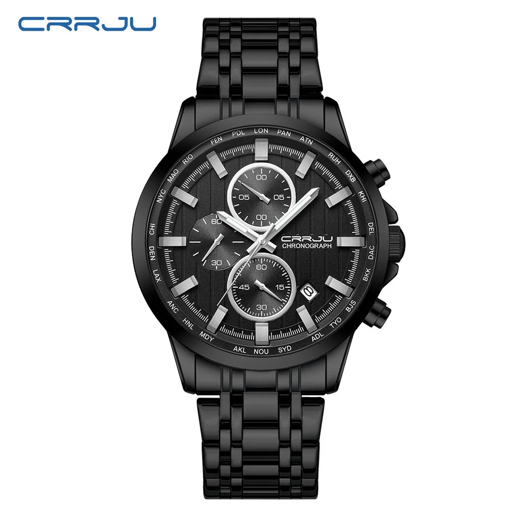 Global Quartz Chronograph Watch With World Time Dial